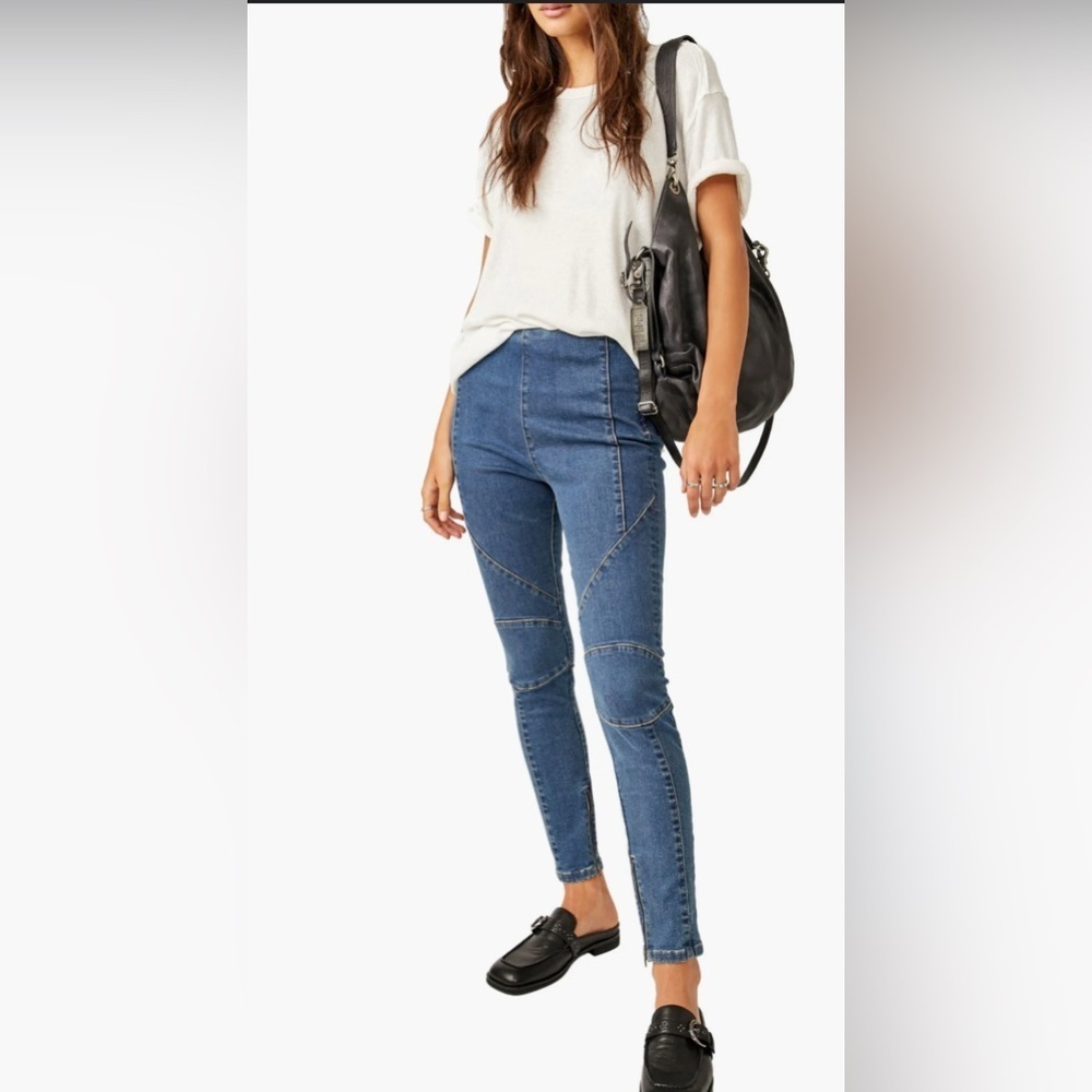 NWT Free People Moto Mid Rise Skinny Jeans size 25